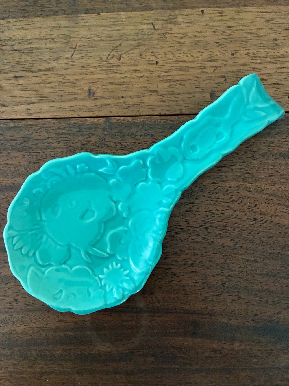 The Pioneer Woman Spoon Rest - Teal with Embossed Flowers